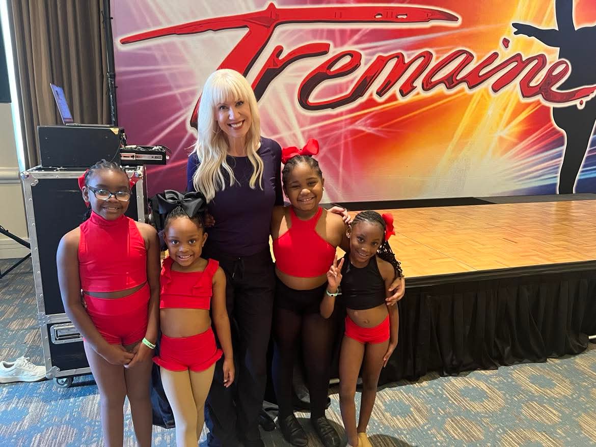 Premiere's youngest dancers with their instructor at Tremaine convention.